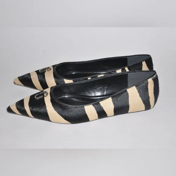NEW Marc Jacobs Women's Pointy Toe Ballerina Flats Zebra Pony Hair Size 11 $295