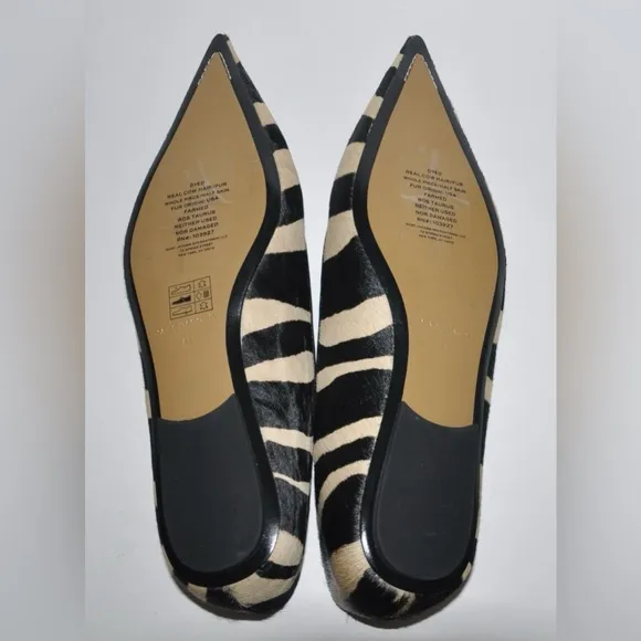NEW Marc Jacobs Women's Pointy Toe Ballerina Flats Zebra Pony Hair Size 11 $295