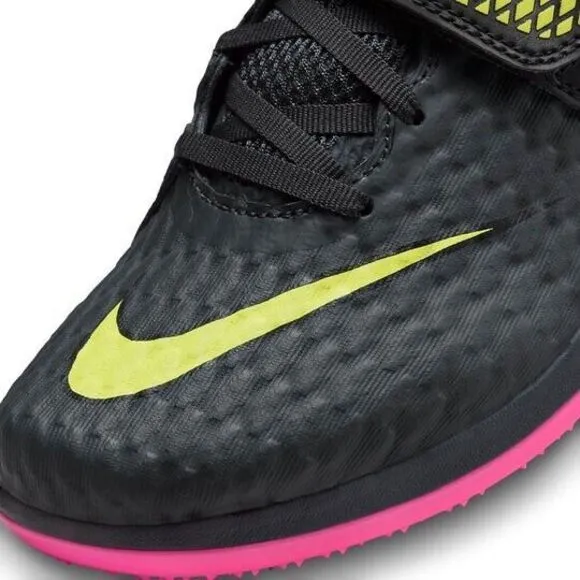 NEW Mens 8.5 Wmn 10 Nike High Jump Elite Track Shoes Black Pink Lemon 806561-003