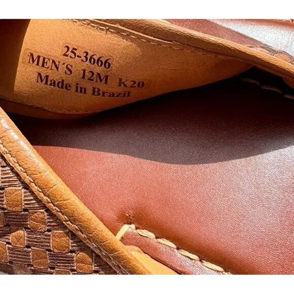 NEW Men's Johnston &amp; Murphy Norris Laser-Weave Thong Tan Full Grain Sz 12 M