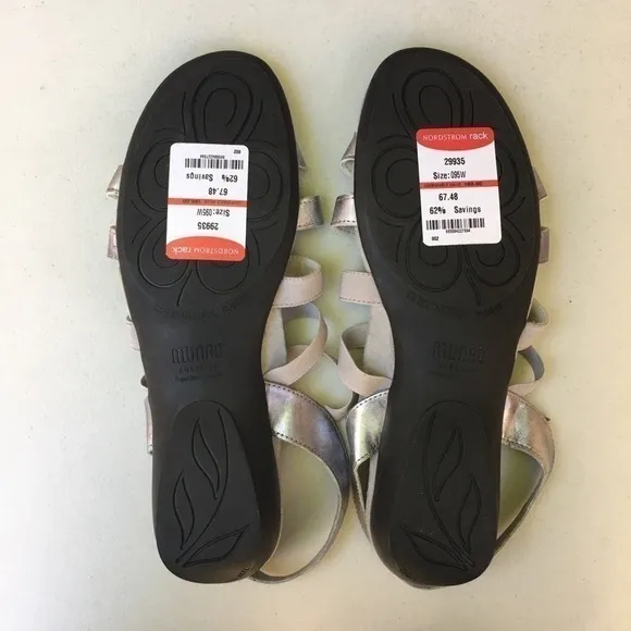 NEW MUNRO Bev Silver Sandals Size 9.5 Wide Width Comfort Shoe