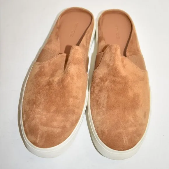 NEW NEVER WORN $250 VINCE BLAIR SUEDE SLIP ON SNEAKER MULE CAMEL SLIDE Sz 5M