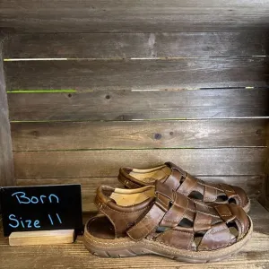 New NIB Mens Born Cabot III Brown Leather Fisherman‎ Comfort Sandals Size 11 M