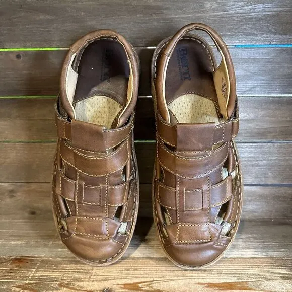 New NIB Mens Born Cabot III Brown Leather Fisherman‎ Comfort Sandals Size 11 M
