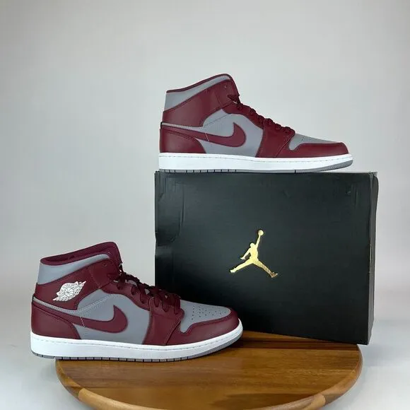 New NIB Mens Nike Air Jordan‎ 1 Mid Team Red Shoes Sneakers DQ8426-615 Size 12 M