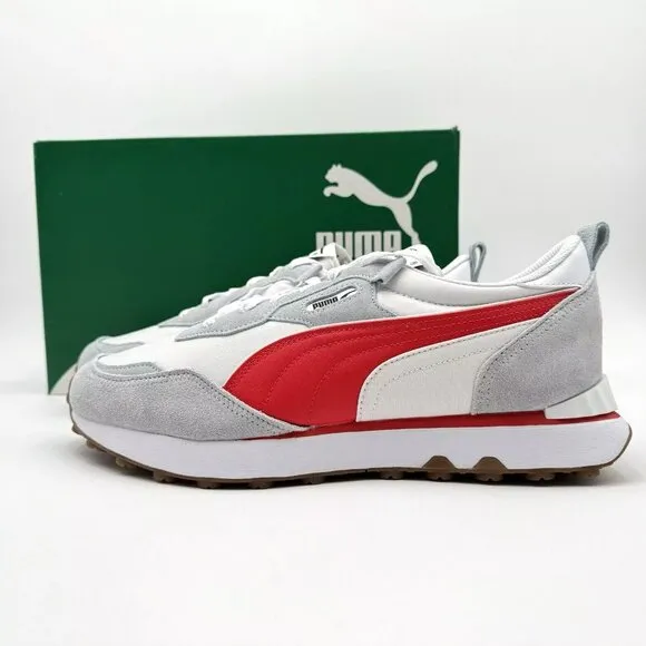 NEW Puma Rider Fv Essential Lace Up Men's Size 11.5 Sneakers Casual White Gray