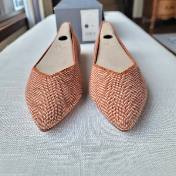 New! Rothy's sz 9.5 Camel Merino Herringbones Points Flats Shoes NIB