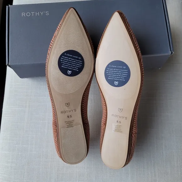 New! Rothy's sz 9.5 Camel Merino Herringbones Points Flats Shoes NIB