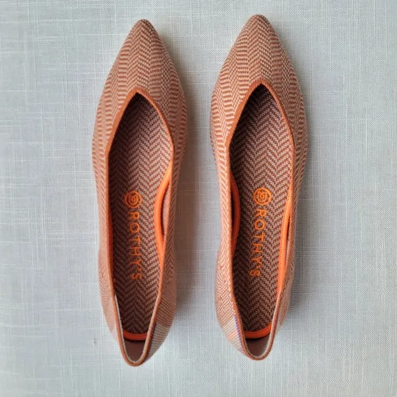 New! Rothy's sz 9.5 Camel Merino Herringbones Points Flats Shoes NIB