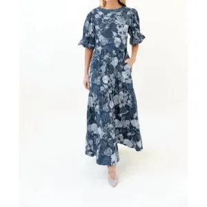 NEW SHERIDAN FRENCH michola dress in wedgewood flourish