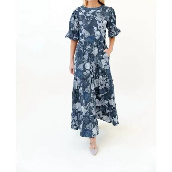 NEW SHERIDAN FRENCH michola dress in wedgewood flourish