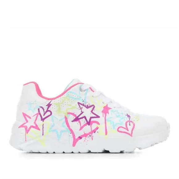 NEW SKECHERS girl's kids uno lite sneakers in my drip neon