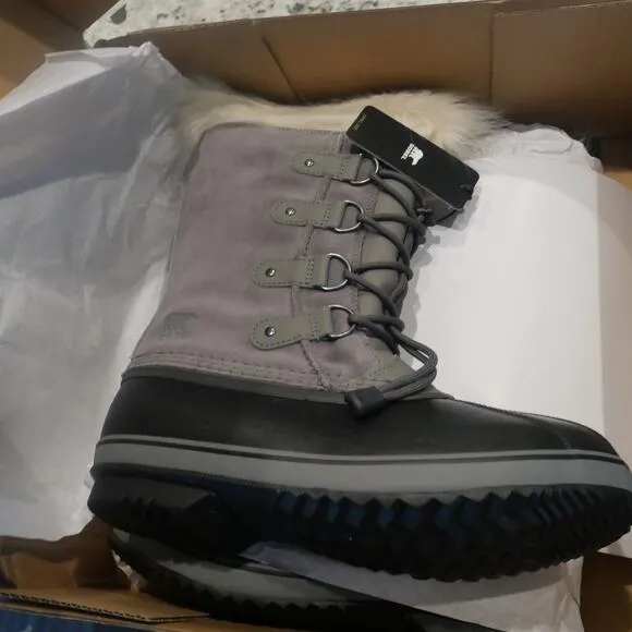 NEW Sorel Joan of Artic Snow Winter WP Boots Leather Gray Youth Girl's 7