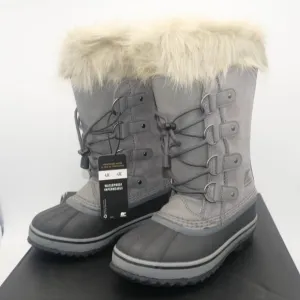NEW Sorel Joan of Artic Snow Winter WP Boots Leather Gray Youth Girl's 7