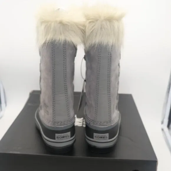 NEW Sorel Joan of Artic Snow Winter WP Boots Leather Gray Youth Girl's 7
