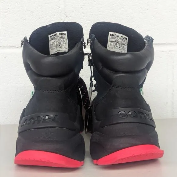 New Sorel kinetic Rngd black red waterproof snow caribou boot conquest  Sz 5