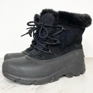New! Sorel Snow Angel Lace Up Faux Fur Black Winter Boot 6