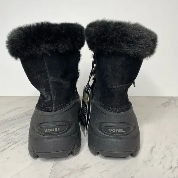 New! Sorel Snow Angel Lace Up Faux Fur Black Winter Boot 6