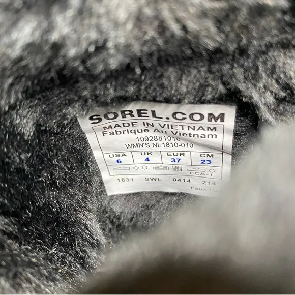 New! Sorel Snow Angel Lace Up Faux Fur Black Winter Boot 6
