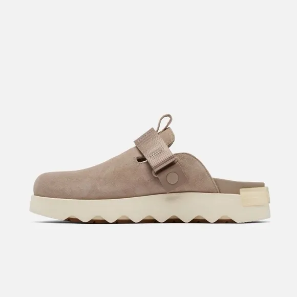 New Sorel Viibe Women's Clog Shoes Slip On Suede Taupe Honey White
