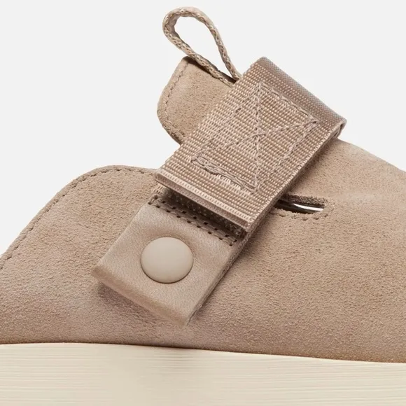 New Sorel Viibe Women's Clog Shoes Slip On Suede Taupe Honey White