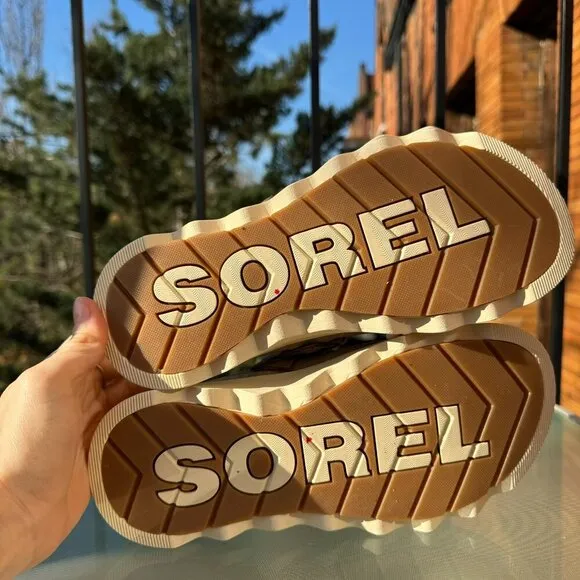 New Sorel Viibe Women's Clog Shoes Slip On Suede Taupe Honey White