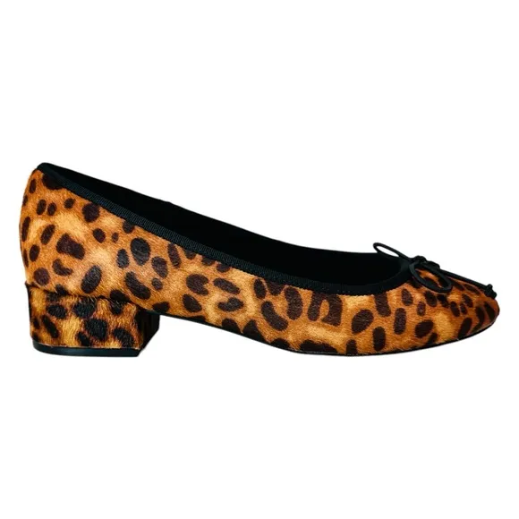 NEW Steve Madden Cherish Cow Hair Calf Round Toe Ballet Flat, Leopard Print,Sz 8