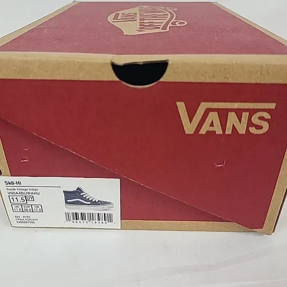 NEW VANS Kids SK8-Hi Suede Vintage Indigo Blue Skate Shoes Sz 11.5 NIB