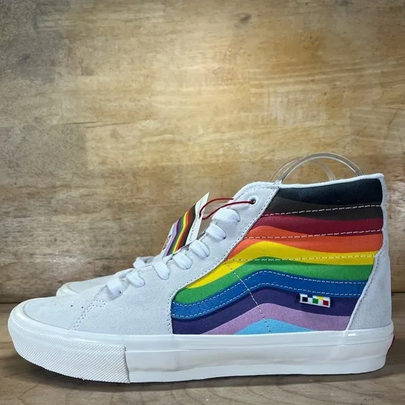 NEW Vans Sk8 Hi Pride SUEDE Rainbow Mens Size 12 Shoes Sneakers Multicolor