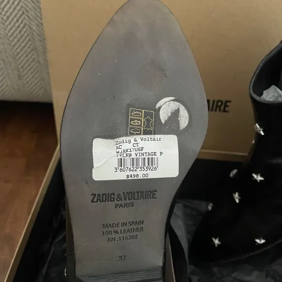 New with Tag Zadig &amp; Voltaire black ankle boots