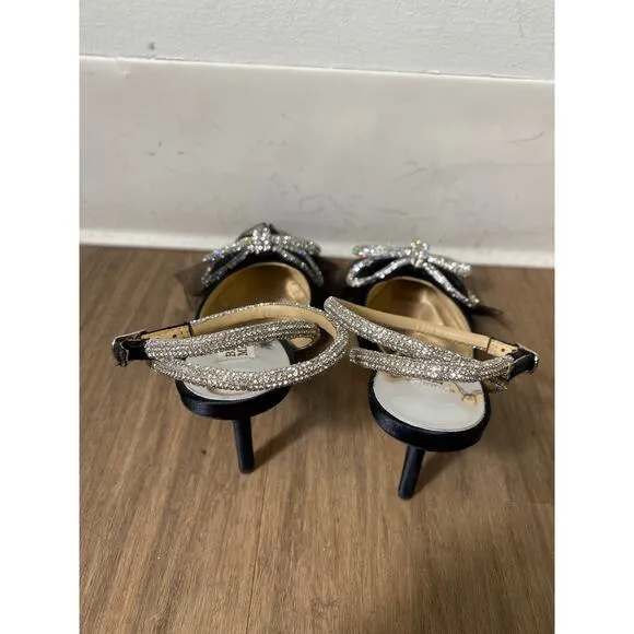 New Without Box Badgeley Mischka Black Satin Heels Sz 5.5