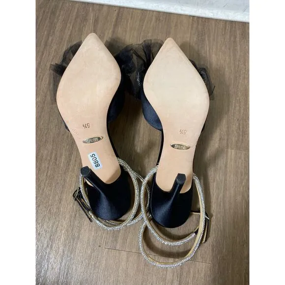 New Without Box Badgeley Mischka Black Satin Heels Sz 5.5