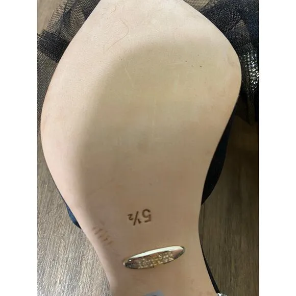 New Without Box Badgeley Mischka Black Satin Heels Sz 5.5