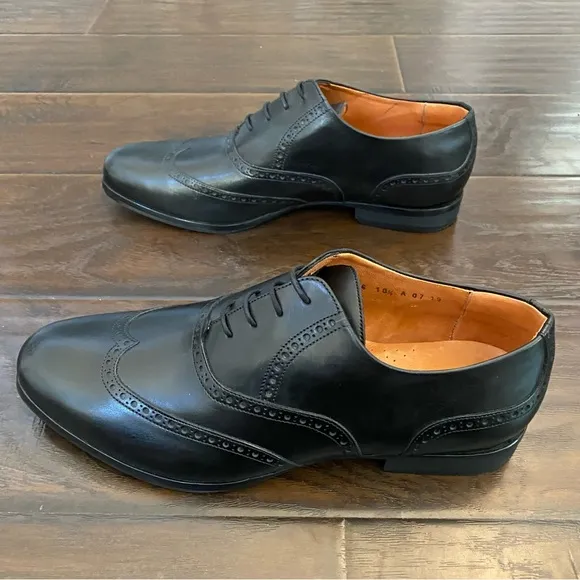 New Without Box Wolf &amp; Shepherd Mens Black Leather Upper Lace Up Shoes size 10.5