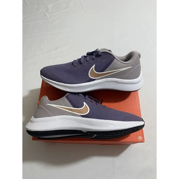 New Youth Size 7Y Purple Nike Star Runner 3 (GS) Running Shoes DA2776 501