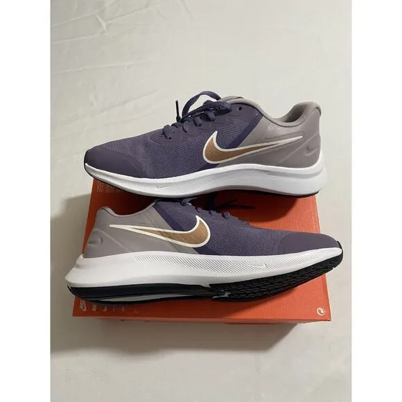 New Youth Size 7Y Purple Nike Star Runner 3 (GS) Running Shoes DA2776 501
