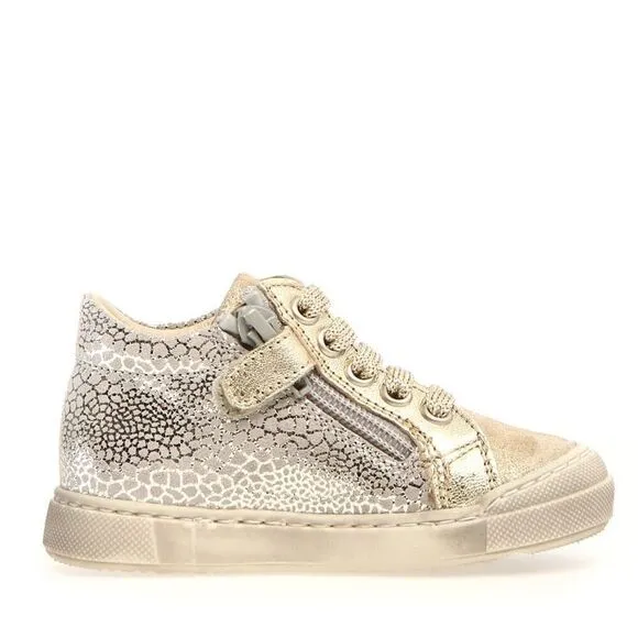 NEW NATURINO GIRL'S DORD ZIP SUEDE FASHION SHOES, PLATINUM