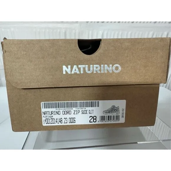 NEW NATURINO GIRL'S DORD ZIP SUEDE FASHION SHOES, PLATINUM
