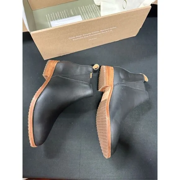 New Nisolo Black Leather Eva Everyday Chelsea Ankle Boots 5