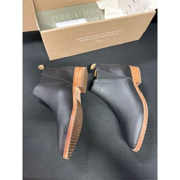 New Nisolo Black Leather Eva Everyday Chelsea Ankle Boots 5