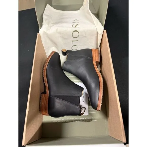 New Nisolo Black Leather Eva Everyday Chelsea Ankle Boots 5