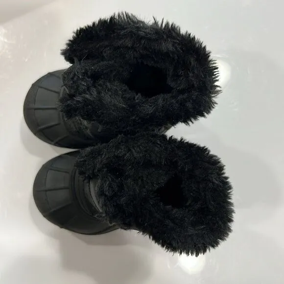 New Sorel toddler boots winter snow waterproof black white unisex 4
