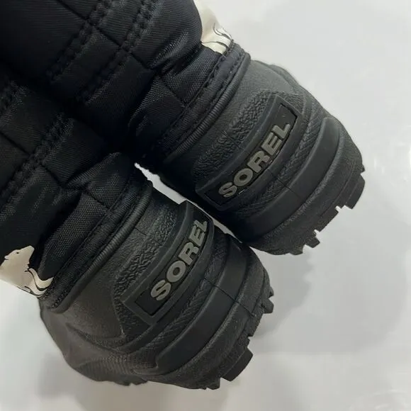 New Sorel toddler boots winter snow waterproof black white unisex 4