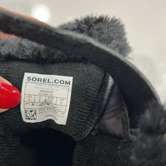 New Sorel toddler boots winter snow waterproof black white unisex 4