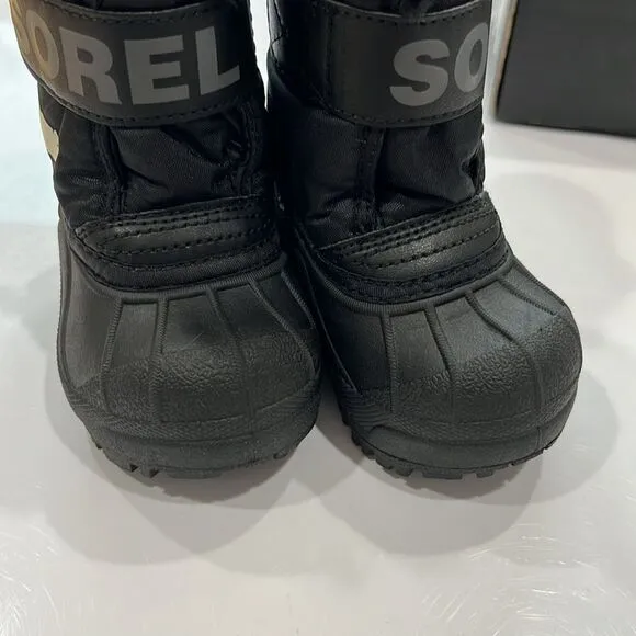 New Sorel toddler boots winter snow waterproof black white unisex 4