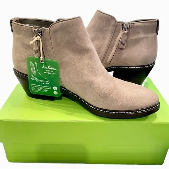 NIB Sam Edelman Suede Pryce Bootie Putty Gray Brand New in Box Size 8.5