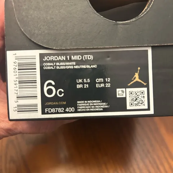 NIB /Toddler's Nike Air Jordan 1 Mid Cobalt Bliss/White Size 6C / Retail $100