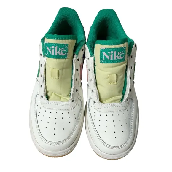 NIKE AIR FORCE 1 LV8 3 Big Kids’ Shoes Sz 3.5 Y Girls White/Green/Pink EUC