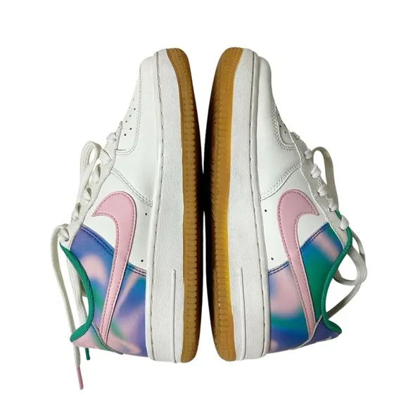 NIKE AIR FORCE 1 LV8 3 Big Kids’ Shoes Sz 3.5 Y Girls White/Green/Pink EUC