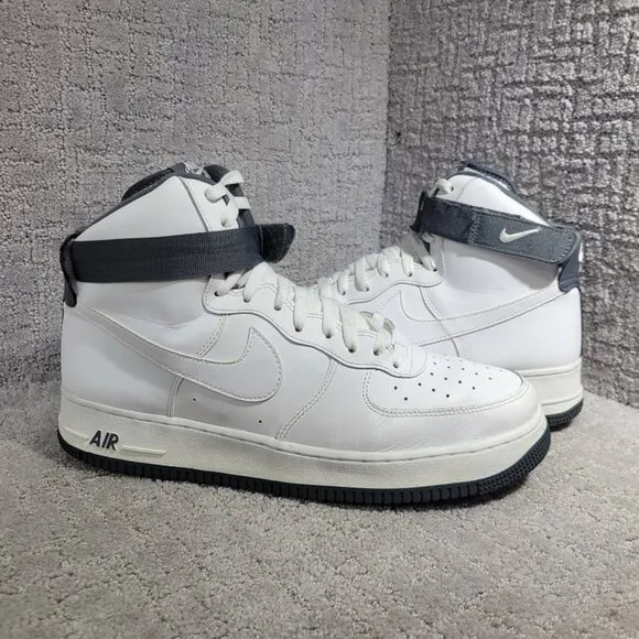 Nike Air Force 1 Mens Size 13 White Charcoal Leather Basketball Shoes CD0910-100